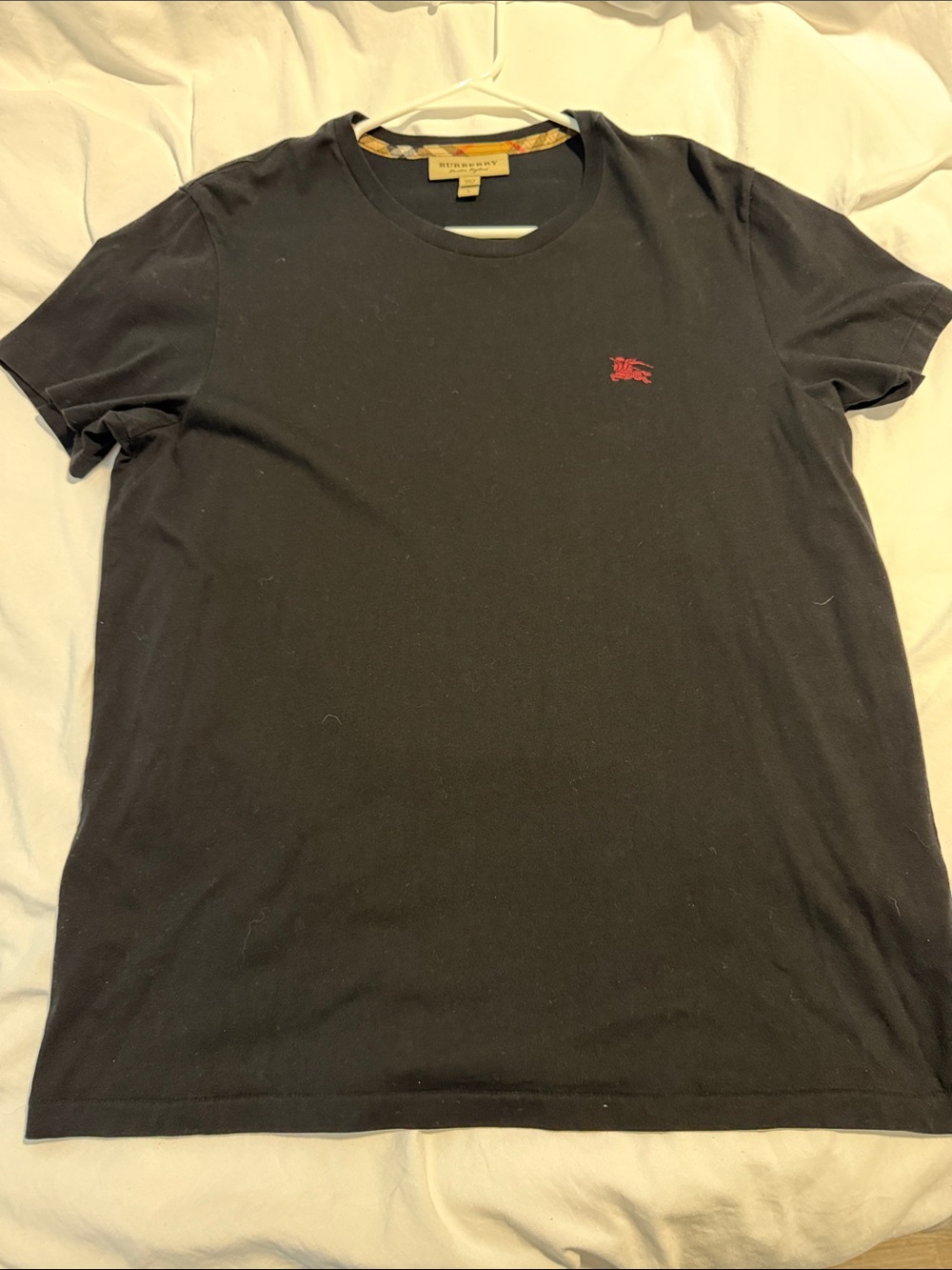 Burberry Black Short Sleeve Crew Neck T-Shirt with Red Logo